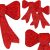 Springos red glitter Christmas bows, set of two, close up