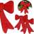 Two red glitter Christmas tree bows, Springos brand, collage