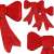 Two red glitter Christmas tree bows, Springos brand, collage