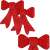 Two red glitter Christmas tree bows, Springos brand, collage