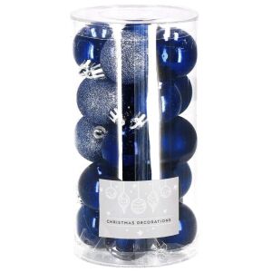 Springos 20-piece dark blue Christmas ornament set in clear plastic tube - Christmas tree ornament