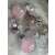 Set of 7 transparent Christmas baubles filled with pink feathers, beads, glitter and confetti, 5 cm, Springos