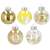 Collection of Springos clear Christmas ornaments with various gold and yellow fillings.