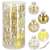 Springos Christmas tree baubles, 30 pieces, transparent with gold and yellow glitter inside, set of 30