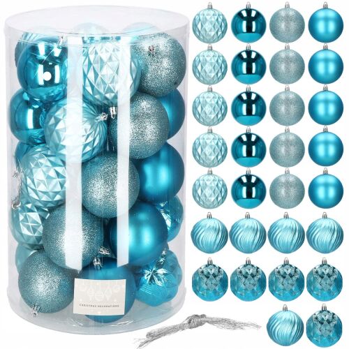 Springos blaue Christbaumkugeln Set, 30 Stück, verschiedene Oberflächen