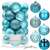 Set of 30 blue Christmas ornaments, 8 cm, Springos