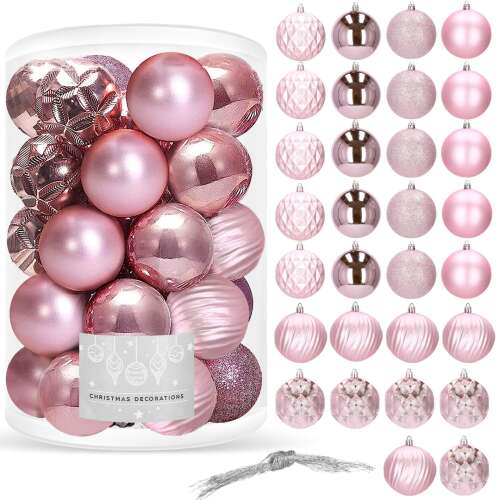 Springos Christbaumkugeln 8 cm 30 Stück - rosa
