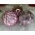 Pink Christmas tree baubles with geometric design, 8 cm