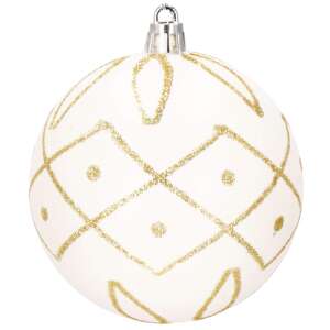 Weißer Weihnachtsbaumschmuck mit goldenem geometrischem Muster - Christbaumschmuck