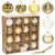 Springos 16-piece gold Christmas ornament set in box, close-up