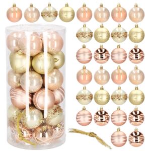 Springos Christmas tree baubles 6 cm 30 pcs - rose gold 127472178 - Nonbrand Christmas tree ornament