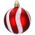 Springos red Christmas bauble with white swirl pattern