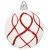 Springos white Christmas bauble with red glitter pattern