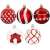 Set of 5 red and white Christmas ornaments