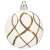 White Christmas tree bauble with gold glitter criss-cross design, 6 cm, Springos