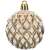 Gold Christmas tree bauble with white diamond pattern, 6 cm, Springos