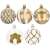 Set of 30 gold and white Christmas tree baubles, 6 cm, Springos, with different designs