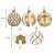 Set of 30 gold and white Christmas tree baubles, 6 cm, Springos, with different designs