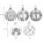 Assortment of silver and white Christmas tree baubles, 6cm, Springos