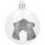 White Christmas tree bauble with silver glitter house design, 6 cm diameter, Springos brand