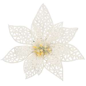 Fehér csillámos karácsonyi mikulásvirág dísz, Springos - Springos