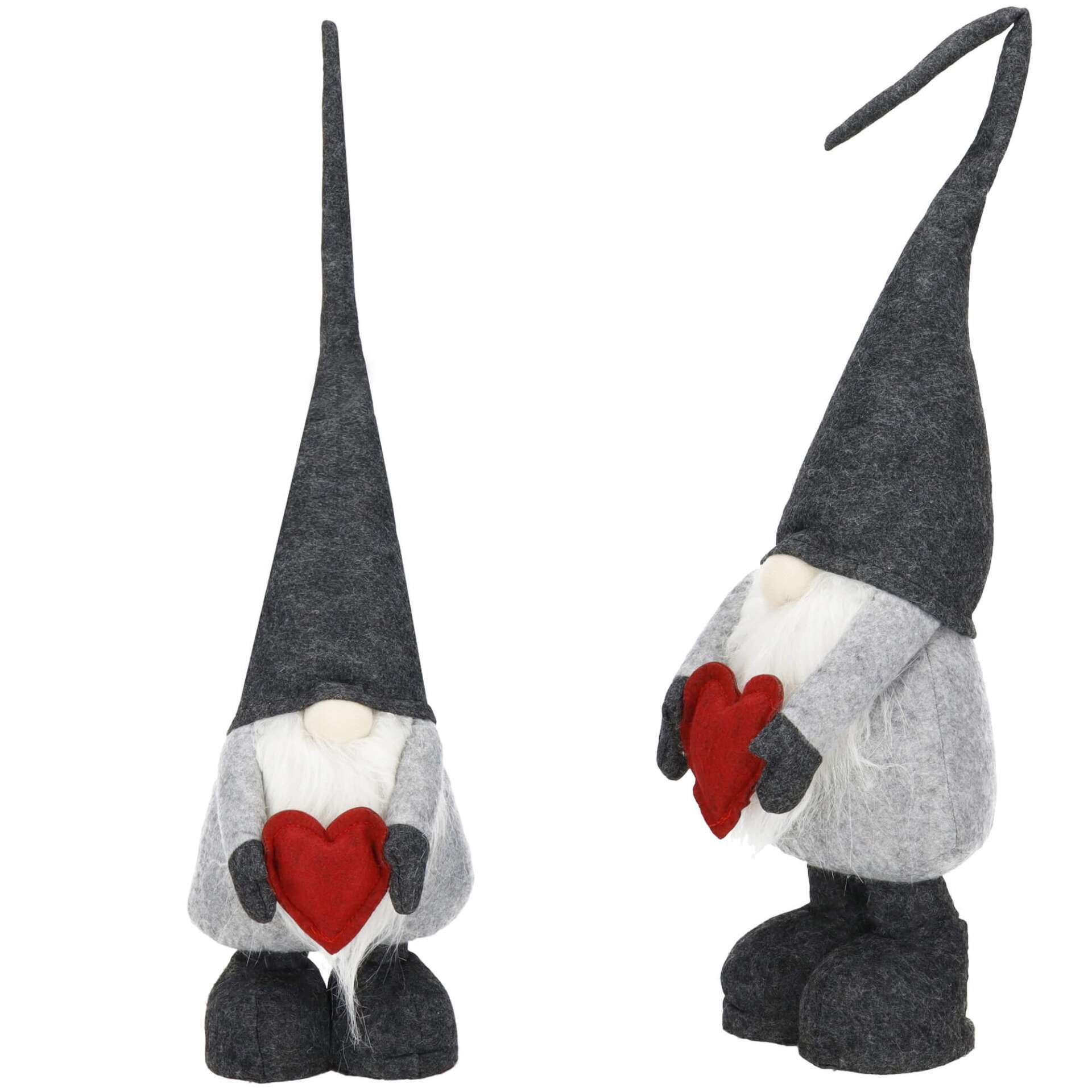 Springos Karácsonyi törpe szívvel - piros/grafit