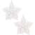 Two white glitter poinsettia Christmas tree ornaments, Springos