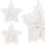 Three white glitter poinsettia Christmas tree ornaments, Springos