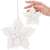 White glitter poinsettia Christmas tree ornament, Springos, in hand