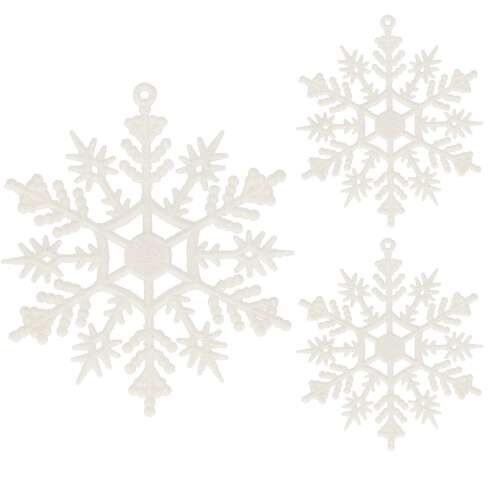 Springos Karácsonyi dísz "hópehely" 3 db - fehér/csillám