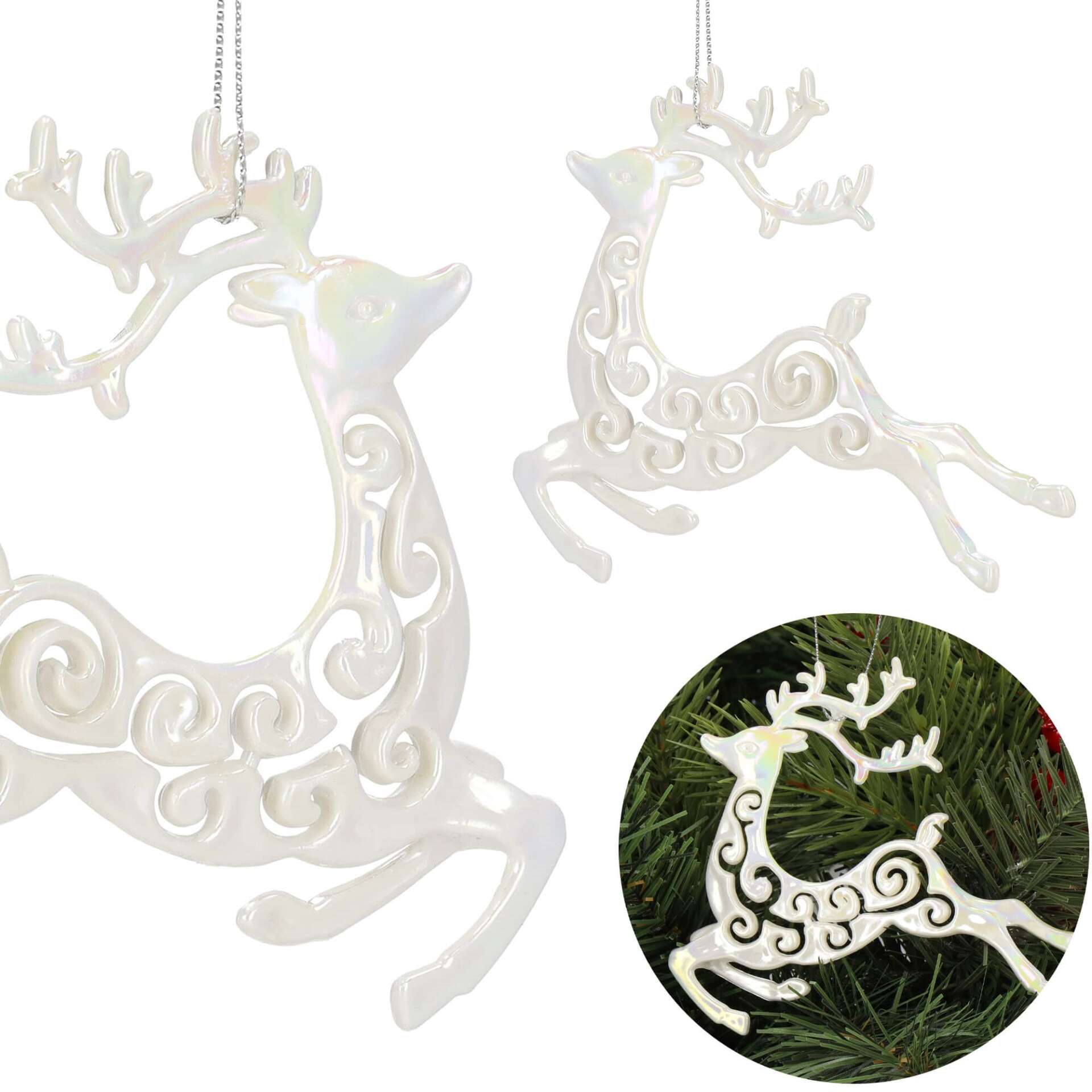 Springos Karácsonyi dísz "rénszarvas" - gyöngyházfény