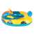 Yellow and blue inflatable car-shaped pool float with steering wheel for kids