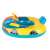 Yellow and blue inflatable car-shaped pool float with steering wheel for kids