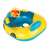 Yellow and blue inflatable car-shaped pool float with steering wheel for kids