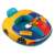 Yellow and blue inflatable car-shaped pool float with steering wheel for kids
