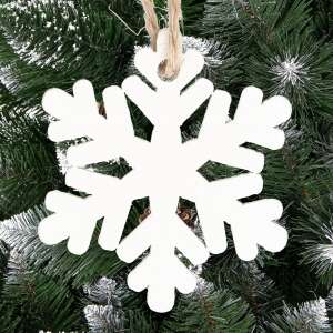 Springos white wooden snowflake Christmas tree ornament, 6 pack - Springos