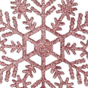Pink glitter snowflake Christmas tree ornament, 10cm, with string - Springos