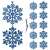 Set of 12 blue glitter snowflake Christmas ornaments