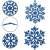 Set of 12 blue glitter snowflake Christmas ornaments with string for hanging