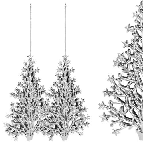 Springos Karácsonyfadíszek "karácsonyfa" 2 db - ezüst