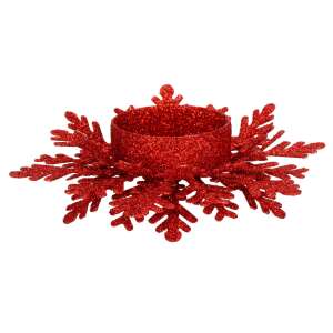 Piros csillogó hópehely gyertyatartó, Springos - Springos