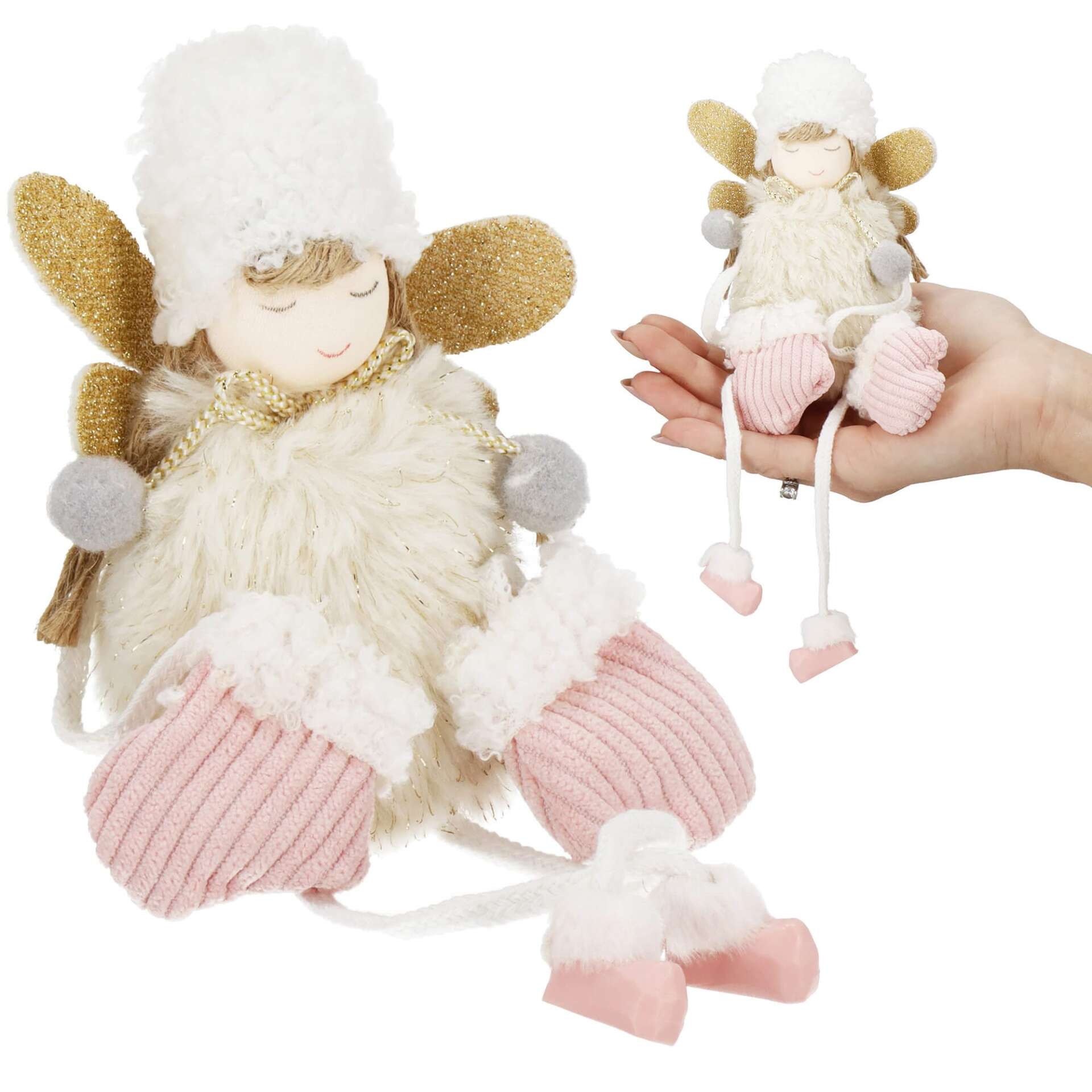 Springos Karácsonyi dekoráció "baba angyal" - rózsaszín