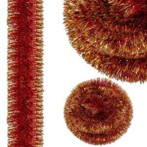 Springos 6 méteres piros-arany csillogó girland, kollázs a különböző nézetekről - Karácsony