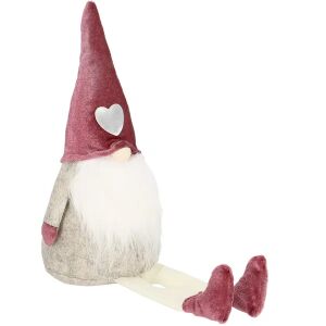 Springos ülő rózsaszín karácsonyi gnóm szívvel a kalapján - Springos