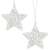 Set de 2 ornamente de Crăciun stea cu sclipici alb, marca Springos