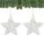 Set of 2 white glitter star Christmas ornaments hanging on a Christmas tree, Springos brand