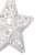 Close-up of white glitter star Christmas ornament, Springos brand