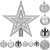 Springos silberner Weihnachtsbaumschmuck-Set mit Sternentopper