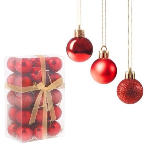 Springos 30-teiliges rotes Weihnachtskugel-Set in Box
