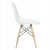 White dining chair with wooden legs, side view